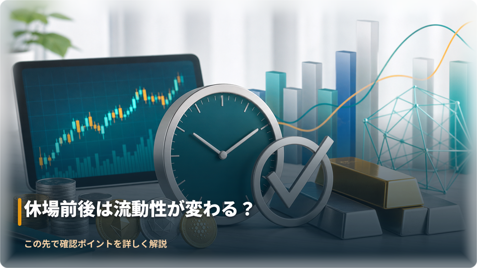 通貨、貴金属、株価指数、暗号資産を分けて時間を確認するイメージ