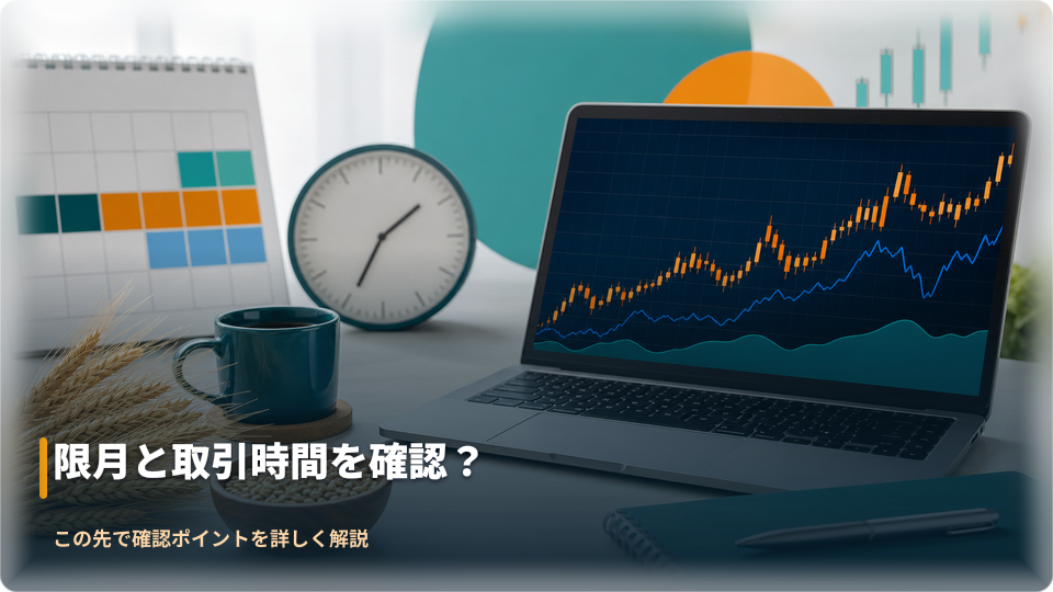 商品CFDの限月と取引時間を確認するデスク画面のイメージ