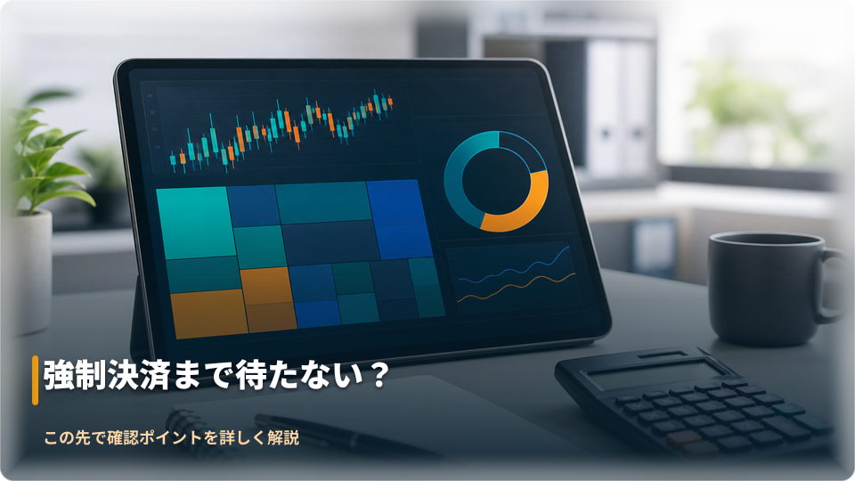 証拠金維持率と余力管理を確認する抽象的な取引画面