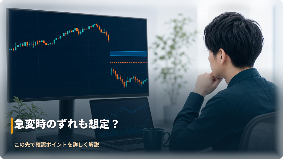 相場急変時の価格変動リスクを示す抽象チャート