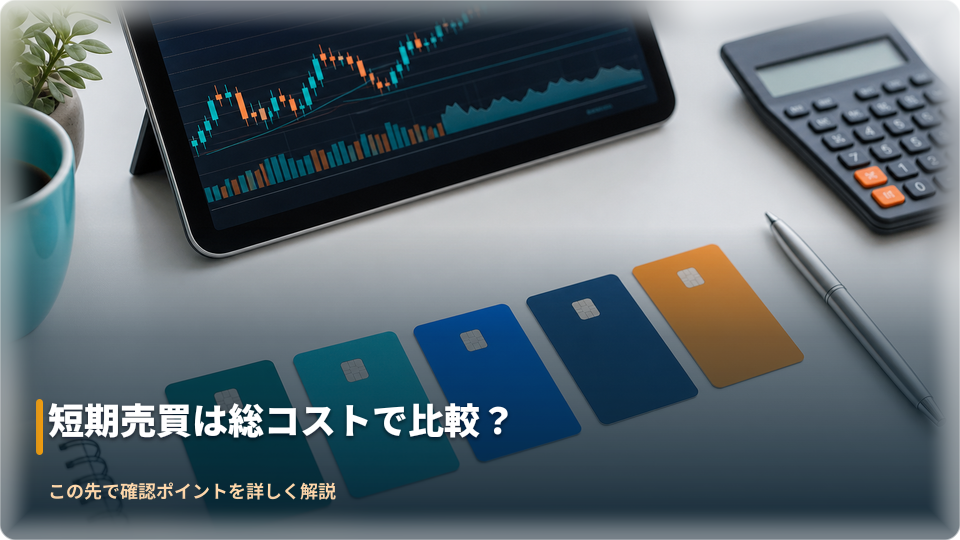 口座比較の重要項目を整理するデスク上のチェックカード