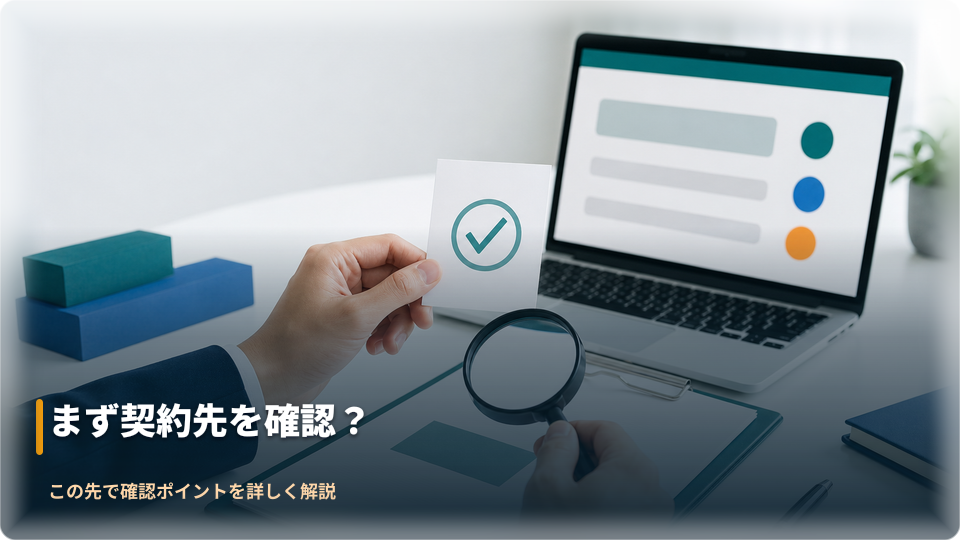 契約主体と公式文書を照合するイメージ