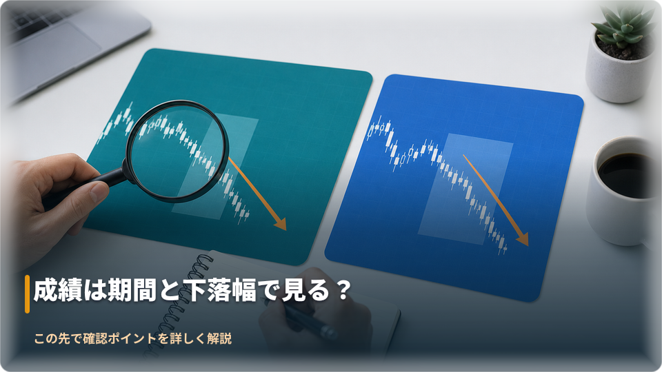 期間と下落幅を比較して取引成績を確認するイメージ 期間と下落幅を比較して取引成績を確認するイメージ