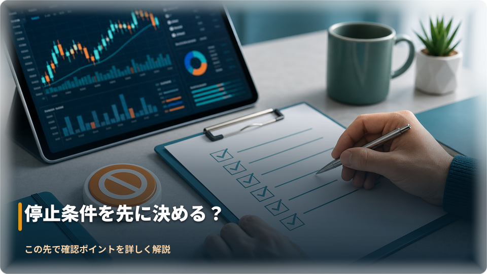 事前に決めた停止条件を確認するイメージ 事前に決めた停止条件を確認するイメージ