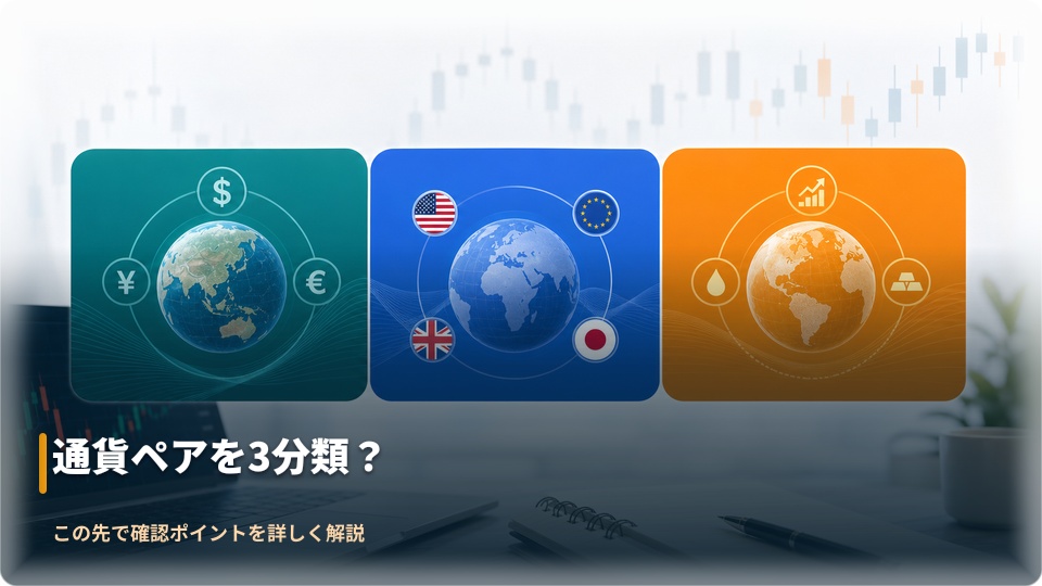 三つのグループに整理された通貨ペアを確認するイメージ 三つのグループに整理された通貨ペアを確認するイメージ