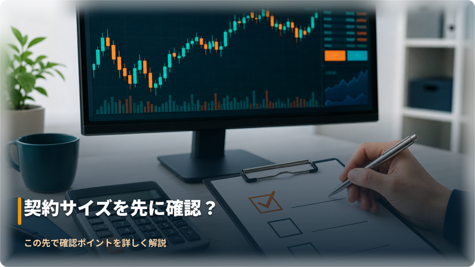 ゴールド取引で契約サイズとロットを確認するデスクのイメージ