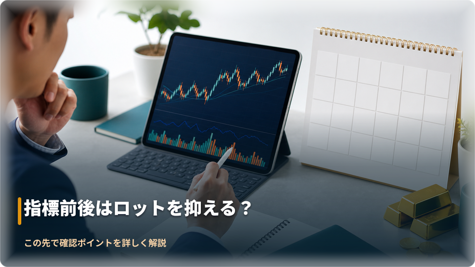 経済指標の予定とゴールド取引のリスク管理を確認するカレンダーと端末のイメージ