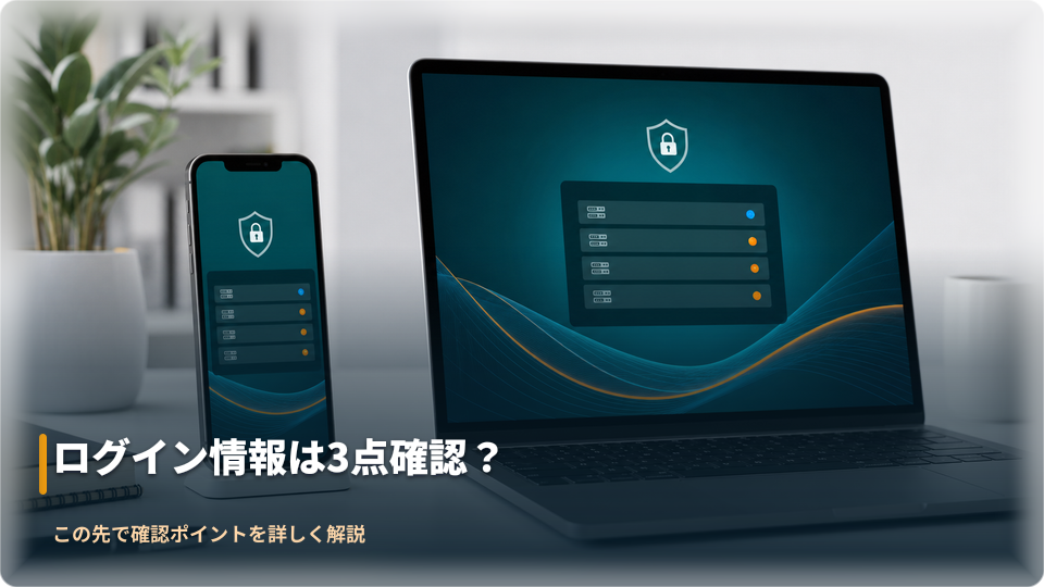 パソコンとスマートフォンでログイン情報を確認するイメージ パソコンとスマートフォンでログイン情報を確認するイメージ