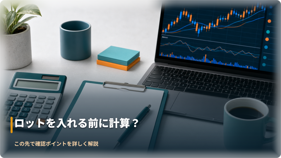 ロットと取引コストを計算する電卓と抽象的な取引計画シート