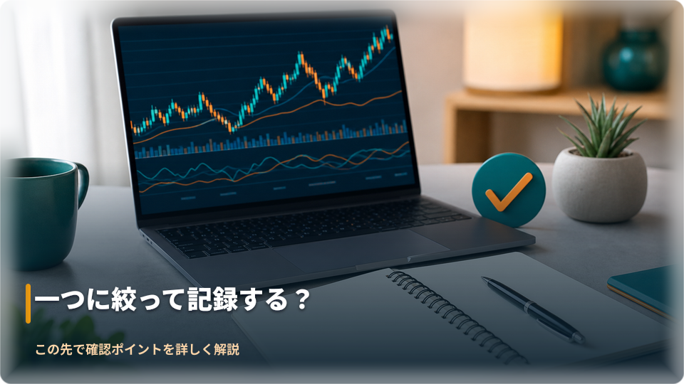一つの通貨ペアの取引記録をノートへ整理するイメージ 一つの通貨ペアの取引記録をノートへ整理するイメージ