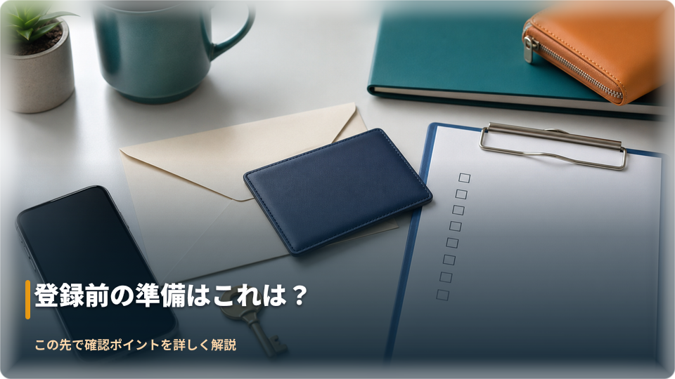 口座開設前にメール、書類、端末を準備するデスクのイメージ 口座開設前にメール、書類、端末を準備するデスクのイメージ