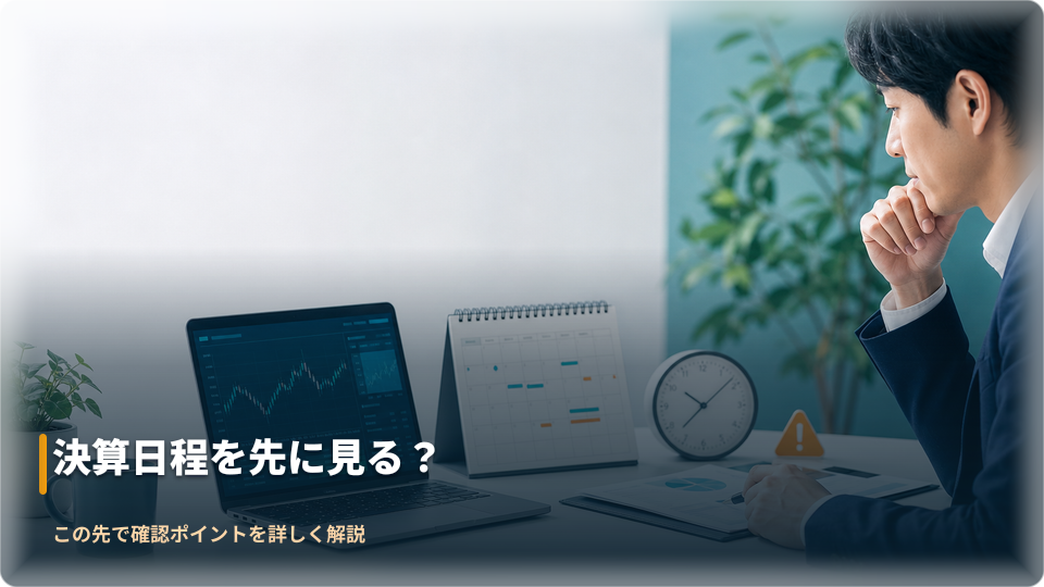 決算予定と取引時間を確認するイメージ 決算予定と取引時間を確認するイメージ