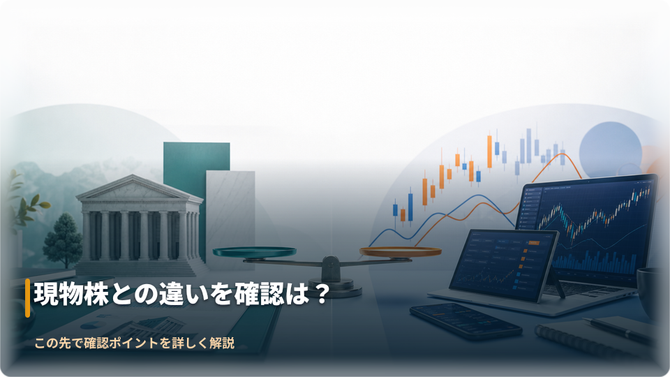 現物株と株式デリバティブの違いを比較するイメージ 現物株と株式デリバティブの違いを比較するイメージ