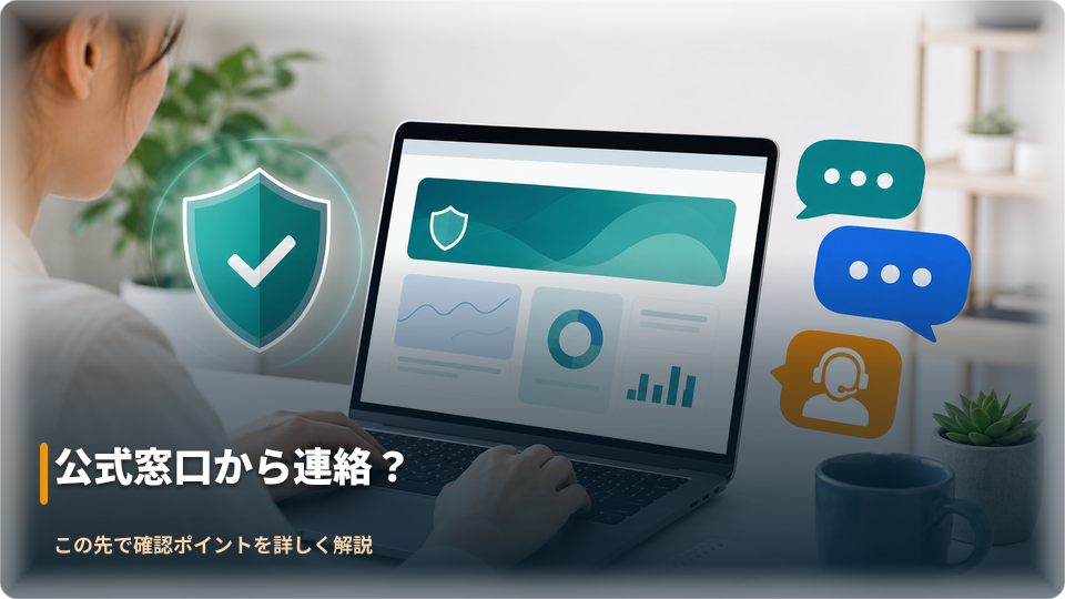 公式窓口の案内を確認して安全に問い合わせるイメージ