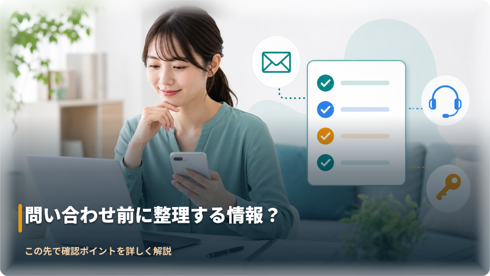 公式サポートへの問い合わせ前に情報を整理するイメージ 公式サポートへの問い合わせ前に情報を整理するイメージ