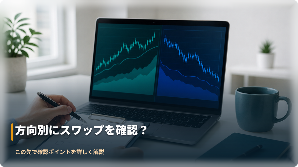 買いと売りの方向別にスワップ条件を確認するイメージ