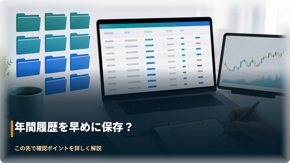 年間の取引履歴を口座別と月別に整理するイメージ