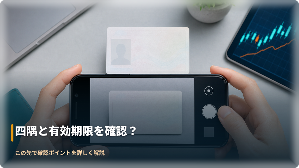 書類の四隅が入るようスマートフォンで撮影するイメージ 書類の四隅が入るようスマートフォンで撮影するイメージ